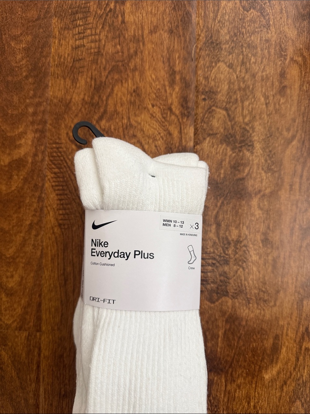 Nike White Crew Athletic Socks with Black Swoosh (3 Pack) - Picture 3 of 9